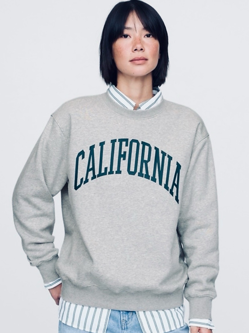 GAP 'CALIFORNIA' Gray VintageSoft State Logo Sweatshirt Women's Size Large NWOT